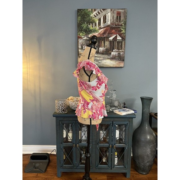 Sofia Jeans by Sofia Vergara floral wrap top blouse medium pink multi - Picture 2 of 12